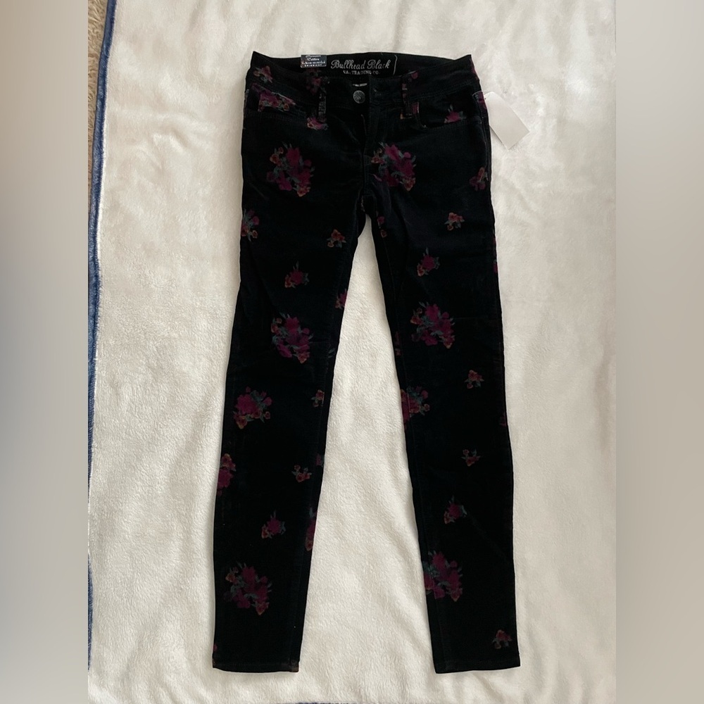 Bullhead Black Floral Skinny Jeans